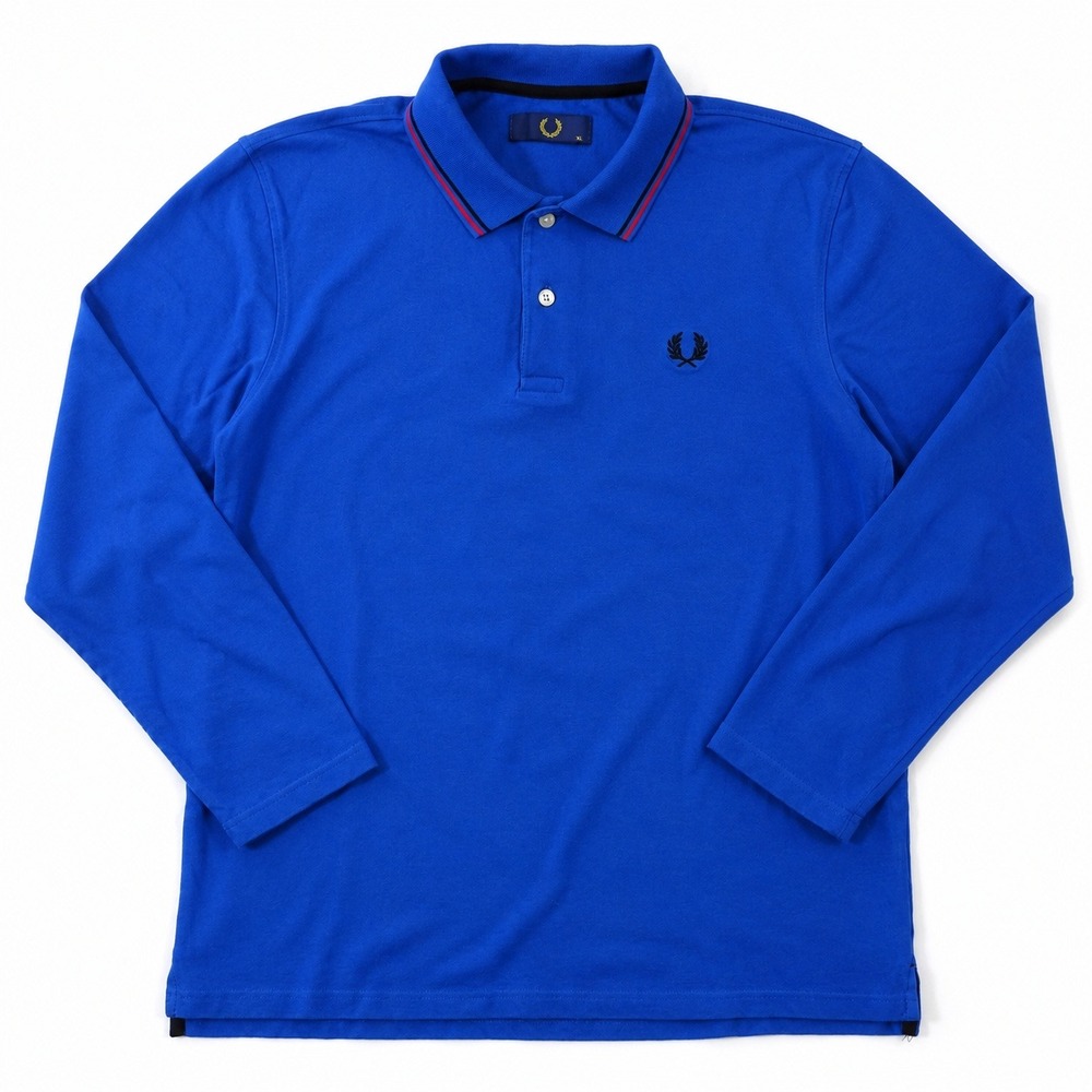 Fred Perry Polo Shirt Men's XL Long Sleeve Twin Tipped Casual Blue
